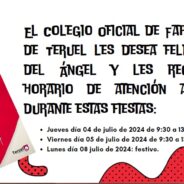 El Colegio Oficial de Farmacéuticos de Teruel les desea felices fiestas del Ángel.